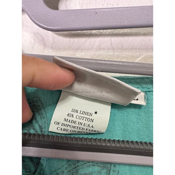 Hot Cotton Teal Flower Print Linen 3/4 Sleeve Pullover Tunic Size Large - Picture 4 of 4